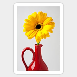 Yellow Mum In Red Vase Sticker